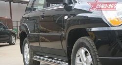 Защита порогов с листом рестайлинг Souz-96 (d60). KIA Sportage  2 JE,KM (2004-2008) дорестайлинг
