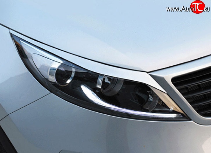 919 р. Реснички на фары M-VRS KIA Sportage 3 SL дорестайлинг (2010-2014) (Неокрашенные)  с доставкой в г. Пермь