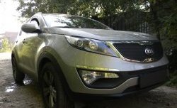 Нижняя сетка на бампер Russtal (черная) KIA Sportage 3 SL дорестайлинг (2010-2014)
