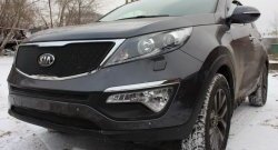 Нижняя сетка на бампер (рестайлинг) Russtal (черная) KIA Sportage 3 SL дорестайлинг (2010-2014)