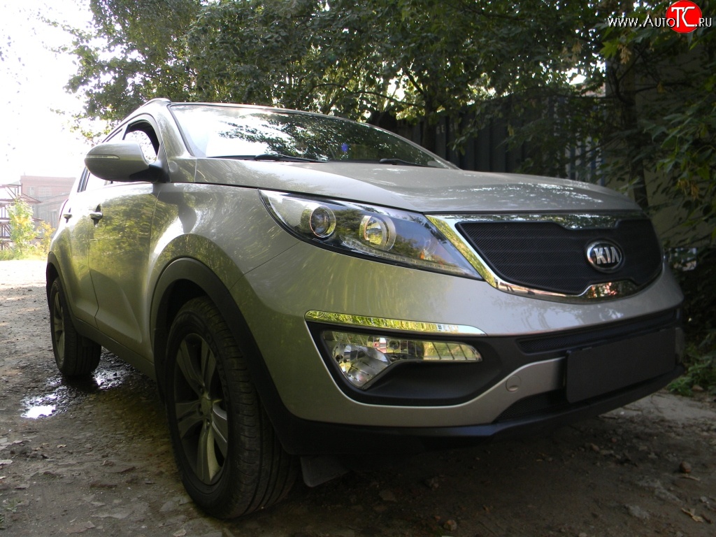 1 469 р. Нижняя сетка на бампер Russtal (черная) KIA Sportage 3 SL дорестайлинг (2010-2014)  с доставкой в г. Пермь