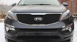 Средняя сетка на бампер (рестайлинг) Russtal (черная) KIA Sportage 3 SL дорестайлинг (2010-2014)
