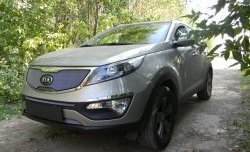 Нижняя сетка на бампер Russtal (хром) KIA Sportage 3 SL дорестайлинг (2010-2014)