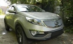 Средняя сетка на бампер Russtal (хром) KIA Sportage 3 SL дорестайлинг (2010-2014)