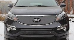 1 379 р. Средняя сетка на бампер (рестайлинг) Russtal (хром) KIA Sportage 3 SL дорестайлинг (2010-2014)  с доставкой в г. Пермь. Увеличить фотографию 2