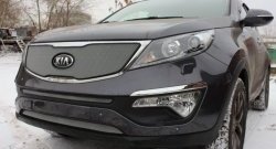 1 379 р. Средняя сетка на бампер (рестайлинг) Russtal (хром) KIA Sportage 3 SL дорестайлинг (2010-2014)  с доставкой в г. Пермь. Увеличить фотографию 3