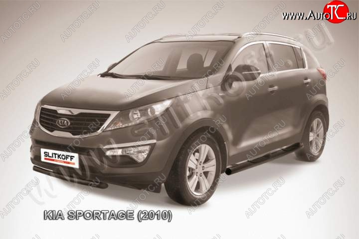 7 999 р. Защита переднего бампера из трубы d57 Slitkoff (короткая)  KIA Sportage  3 SL (2010-2014) дорестайлинг (Цвет: серебристый)  с доставкой в г. Пермь