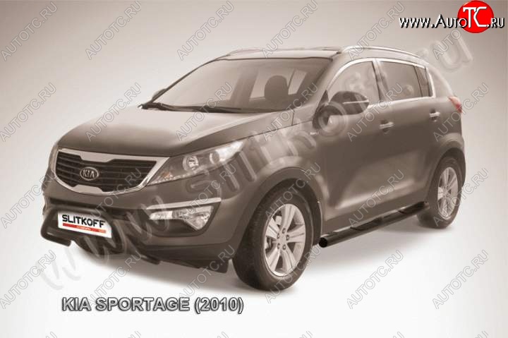 21 449 р. Кенгурятник d57 Slitkoff (низкий)  KIA Sportage  3 SL (2010-2014) дорестайлинг (Цвет: серебристый)  с доставкой в г. Пермь
