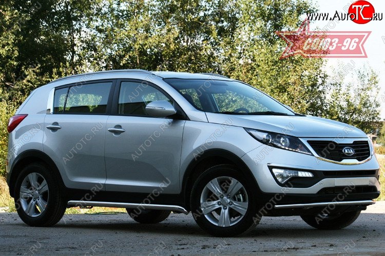 11 564 р. Защита переднего бампера одинарная Souz-96 (d42). KIA Sportage 3 SL дорестайлинг (2010-2014)  с доставкой в г. Пермь