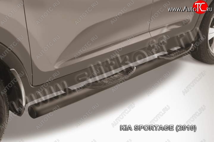 12 999 р. Защита порогов из труб d76 Slitkoff (с проступью)  KIA Sportage  3 SL (2010-2016) дорестайлинг, рестайлинг (Цвет: серебристый)  с доставкой в г. Пермь