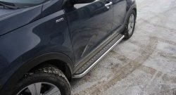 9 299 р. Защита порогов из труб d51 с листом Petroil Tuning  KIA Sportage  3 SL (2010-2016) дорестайлинг, рестайлинг (Нержавеющая полированная сталь)  с доставкой в г. Пермь. Увеличить фотографию 2