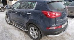 Защита порогов из труб d51 с листом Petroil Tuning KIA Sportage  3 SL (2010-2016) дорестайлинг, рестайлинг (Нержавеющая полированная сталь)