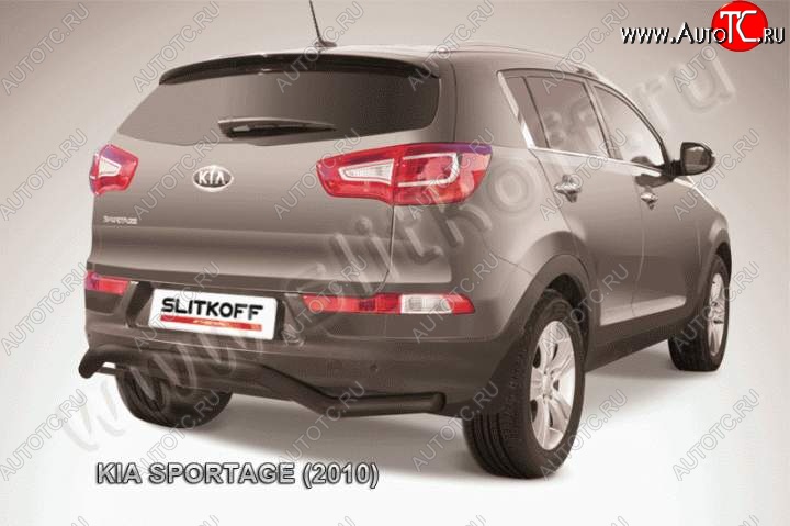 9 099 р. Защита заднего бампера из трубы d57 Slitkoff (волна)  KIA Sportage  3 SL (2010-2016) дорестайлинг, рестайлинг (Цвет: серебристый)  с доставкой в г. Пермь