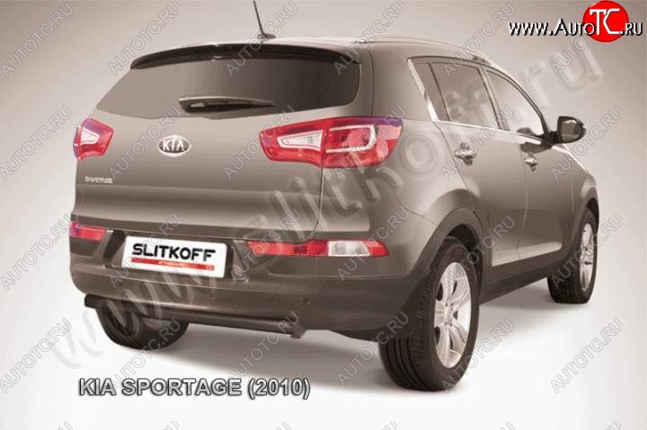 7 999 р. Защита заднего бампера из трубы d57 Slitkoff (короткая)  KIA Sportage  3 SL (2010-2016) дорестайлинг, рестайлинг (Цвет: серебристый)  с доставкой в г. Пермь