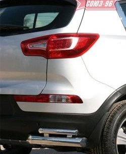 Защита заднего бампера из двойных боковых уголков Souz-96 (d76/42) KIA Sportage  3 SL (2010-2016) дорестайлинг, рестайлинг