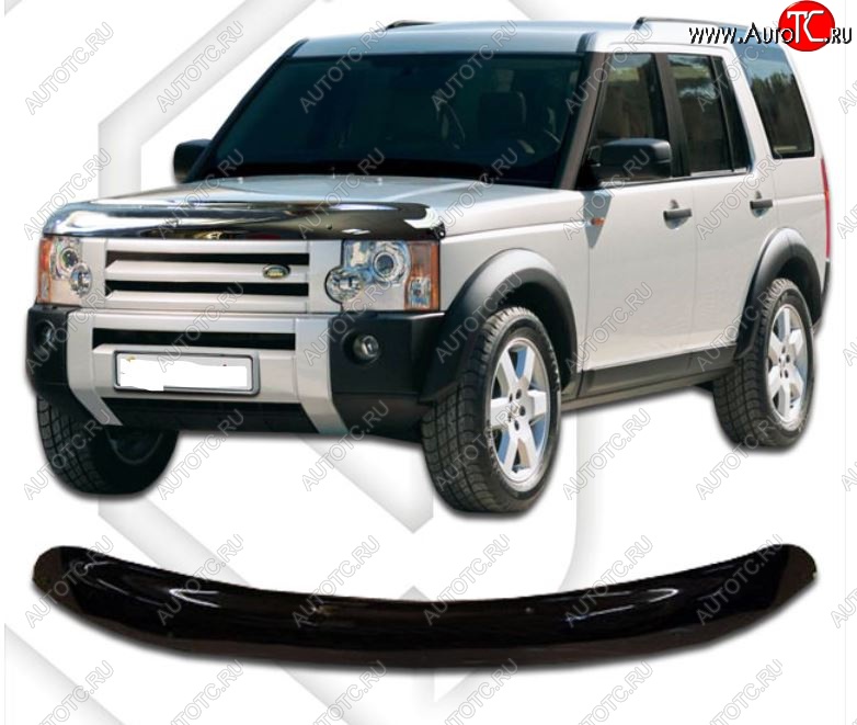 2 199 р. Дефлектор капота CA-Plastic Land Rover Discovery 3 L319 (2004-2009) (Classic черный, Без надписи)  с доставкой в г. Пермь