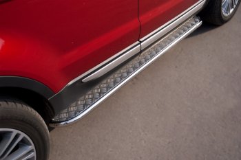 24 649 р. Пороги SLITKOFF d42 с листом  Land Rover Range Rover Evoque  1 L538 (2011-2018) дорестайлинг 5 дв., рестайлинг 5 дв. (лист алюминий, труба нержавейка)  с доставкой в г. Пермь. Увеличить фотографию 3