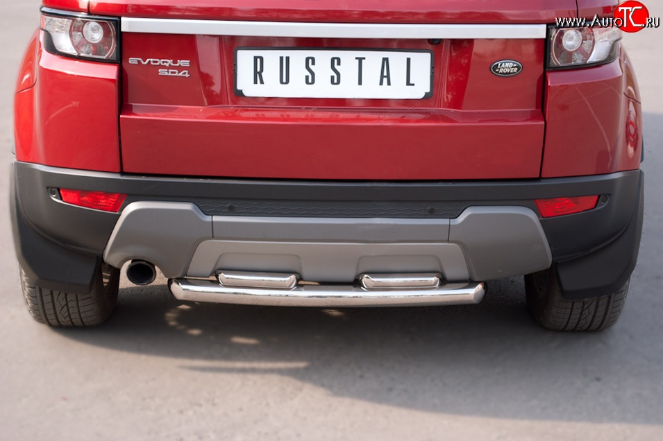 17 949 р. Защита заднего бампера (2 трубы Ø63 и 42 мм, нержавейка, Prestige u Pure) SLITKOFF  Land Rover Range Rover Evoque  1 L538 (2011-2015) дорестайлинг 3 дв., дорестайлинг 5 дв.  с доставкой в г. Пермь