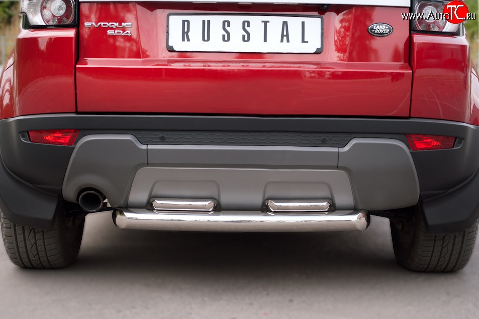 17 599 р. Защита заднего бампера (2 трубы Ø76 и 42 мм, нержавейка) SLITKOFF Land Rover Range Rover Evoque 1 L538 дорестайлинг 5 дв. (2011-2015)  с доставкой в г. Пермь