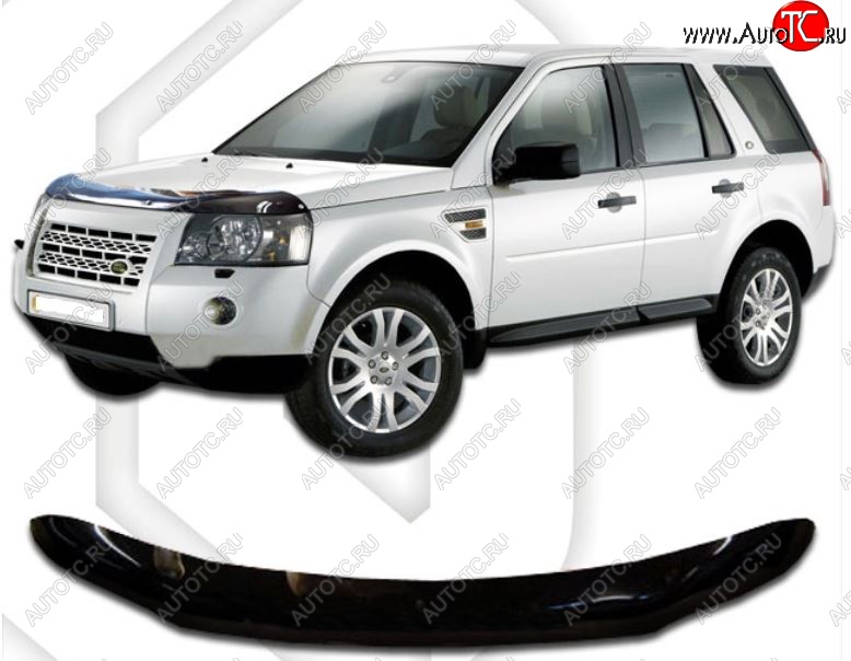 2 199 р. Дефлектор капота CA-Plastic Land Rover Freelander L359 дорестайлинг (2006-2010) (Classic черный, Без надписи)  с доставкой в г. Пермь
