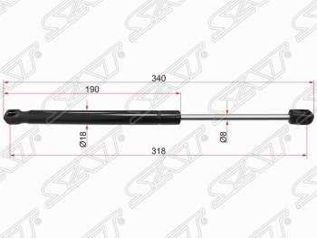 Упор капота SAT (L340 mm) Land Rover Freelander  L359 (2006-2012) дорестайлинг, 1-ый рестайлинг