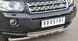 18 649 р. Защита переднего бампера (2 трубыØ63 и 42 мм, нержавейка) SLITKOFF  Land Rover Freelander  L359 (2006-2010) дорестайлинг  с доставкой в г. Пермь. Увеличить фотографию 3