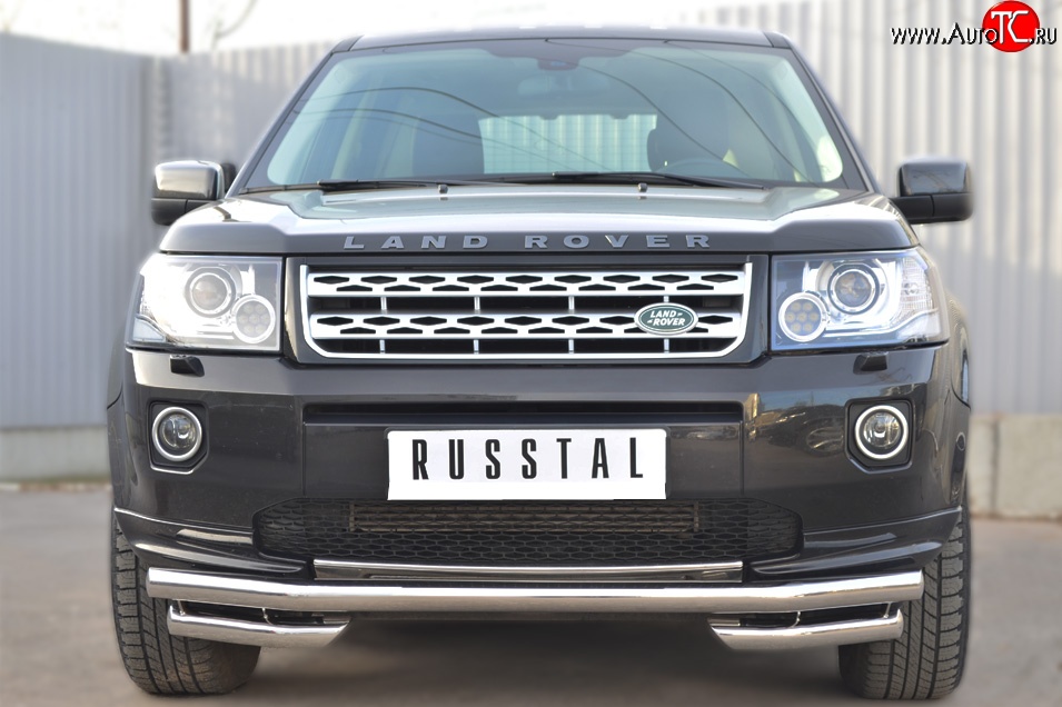 18 999 р. Защита переднего бампера (Ø63 мм с углами, нержавейка) SLITKOFF Land Rover Freelander L359 дорестайлинг (2006-2010)  с доставкой в г. Пермь