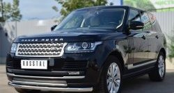 19 399 р. Защита переднего бампера (2 трубыØ63 и 42 мм, нержавейка) SLITKOFF  Land Rover Range Rover  4 L405 (2012-2017) дорестайлинг  с доставкой в г. Пермь. Увеличить фотографию 4