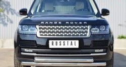 22 099 р. Защита переднего бампера (2 трубыØ76 и 63 мм, нержавейка) SLITKOFF  Land Rover Range Rover  4 L405 (2012-2017) дорестайлинг  с доставкой в г. Пермь. Увеличить фотографию 4