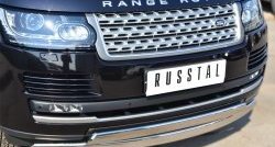 18 549 р. Защита переднего бампера (2 трубыØ75х42 мм, нержавейка) Russtal Land Rover Range Rover 4 L405 дорестайлинг (2012-2017)  с доставкой в г. Пермь. Увеличить фотографию 2