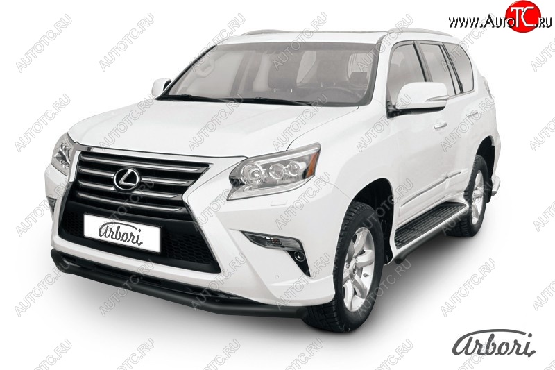 10 169 р. Защита переднего бампера Arbori (черная, 1 труба d57 mm).  Lexus GX460  J150 (2013-2022) 1-ый рестайлинг, 2-ой рестайлинг  с доставкой в г. Пермь