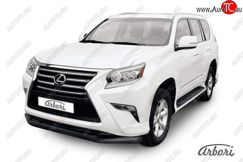 13 499 р. Защита переднего бампера Arbori (черная, 2 трубы d76 и 57 mm) Lexus GX460 J150 1-ый рестайлинг (2013-2019)  с доставкой в г. Пермь