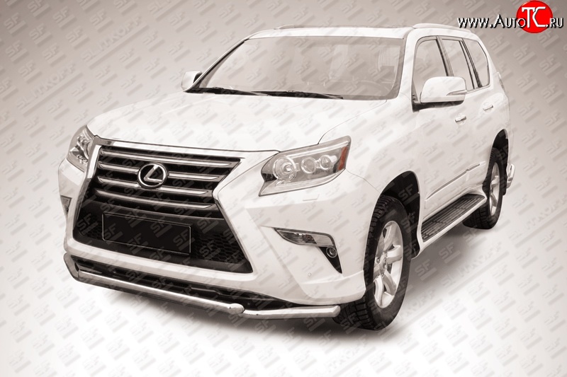 20 499 р. Двойная защита переднего бампера из труб диаметрами по 57 мм Slitkoff Lexus GX460 J150 1-ый рестайлинг (2013-2019) (Нержавейка, Полированная)  с доставкой в г. Пермь