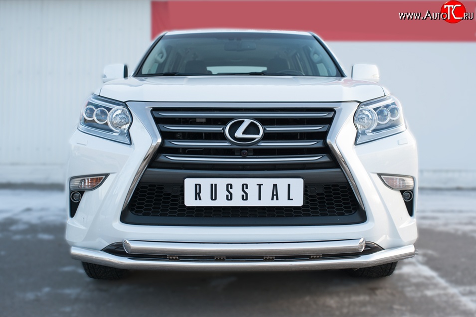 22 549 р. Защита переднего бампера (2 трубыØ63 мм, нержавейка) SLITKOFF Lexus GX460 J150 1-ый рестайлинг (2013-2019)  с доставкой в г. Пермь