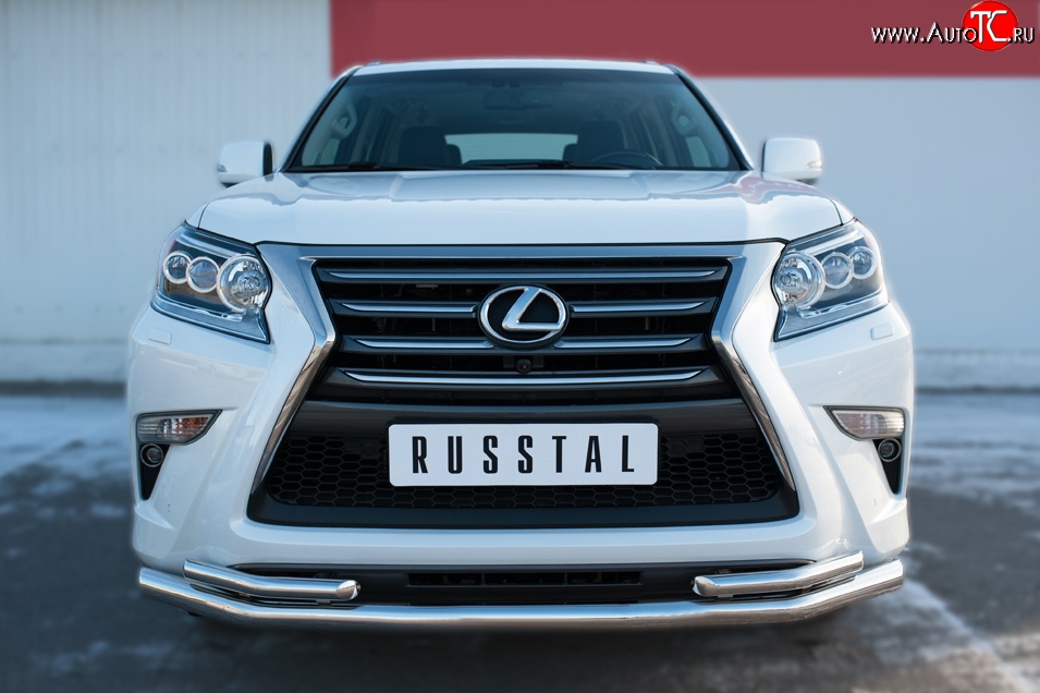 19 349 р. Защита переднего бампера (2 трубыØ63 и 42 мм, нержавейка) SLITKOFF  Lexus GX460  J150 (2013-2022) 1-ый рестайлинг, 2-ой рестайлинг  с доставкой в г. Пермь