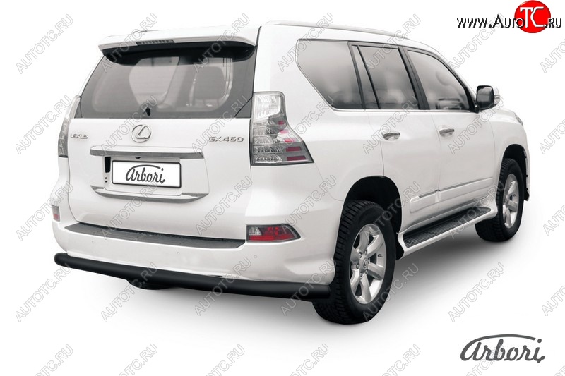 8 459 р. Защита заднего бампера Arbori (черная, 1 труба d76 mm). Lexus GX460 J150 1-ый рестайлинг (2013-2019)  с доставкой в г. Пермь