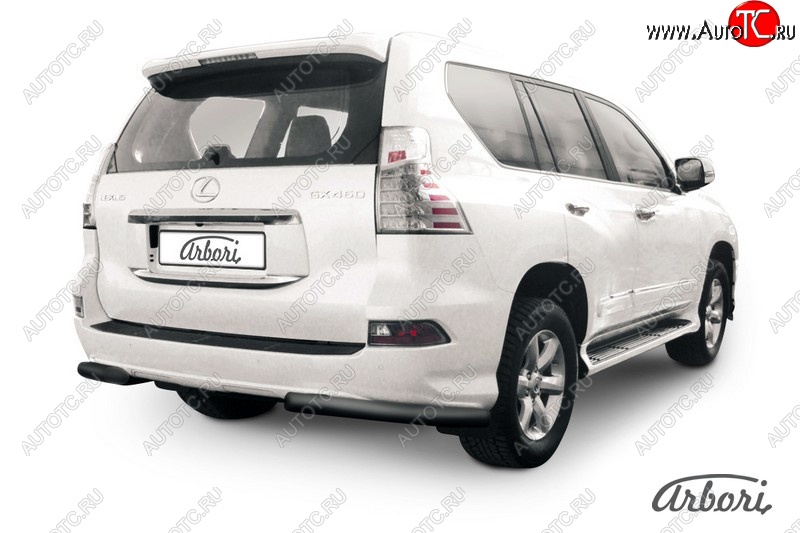 9 449 р. Защита заднего бампера Arbori (черная, 1 труба d76 mm). Lexus GX460 J150 1-ый рестайлинг (2013-2019)  с доставкой в г. Пермь