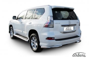 17 729 р. Защита заднего бампера Arbori (уголки, нержавейка, 1 труба d76 mm). Lexus GX460 J150 1-ый рестайлинг (2013-2019)  с доставкой в г. Пермь. Увеличить фотографию 2