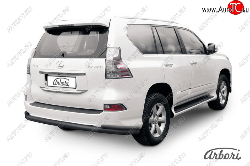 13 499 р. Защита заднего бампера Arbori (черная, 2 трубы d76 и 42 mm). Lexus GX460 J150 1-ый рестайлинг (2013-2019)  с доставкой в г. Пермь