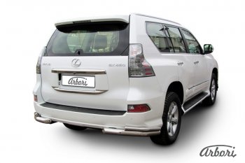 Защита заднего бампера Arbori (уголки, нержавейка, 2 трубы d76 и 42 mm). Lexus GX460  J150 (2013-2022) 1-ый рестайлинг, 2-ой рестайлинг