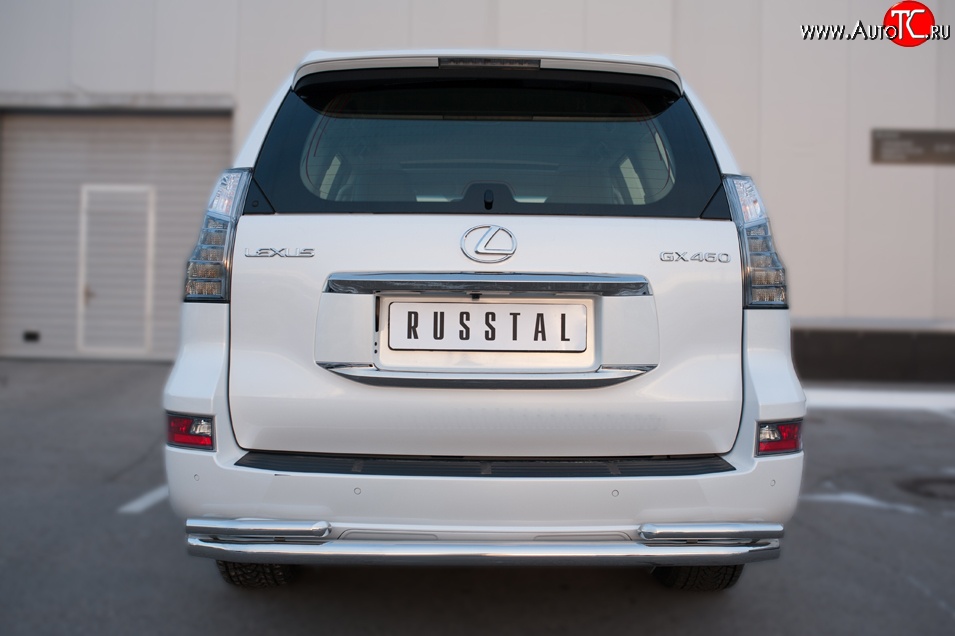 21 699 р. Защита заднего бампера (Ø63 и 42 мм, с углами, нержавейка) SLITKOFF  Lexus GX460  J150 (2013-2022) 1-ый рестайлинг, 2-ой рестайлинг  с доставкой в г. Пермь