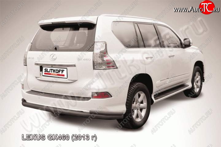 17 999 р. Защита заднего бампера из труб d76+d42 Slitkoff (с уголками)  Lexus GX460  J150 (2013-2022) 1-ый рестайлинг, 2-ой рестайлинг (Цвет: серебристый)  с доставкой в г. Пермь