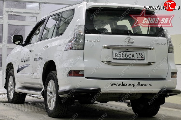 19 034 р. Защита заднего бампера из боковых уголков (d76) (чёрные) Souz-96 Lexus GX460 J150 1-ый рестайлинг (2013-2019)  с доставкой в г. Пермь