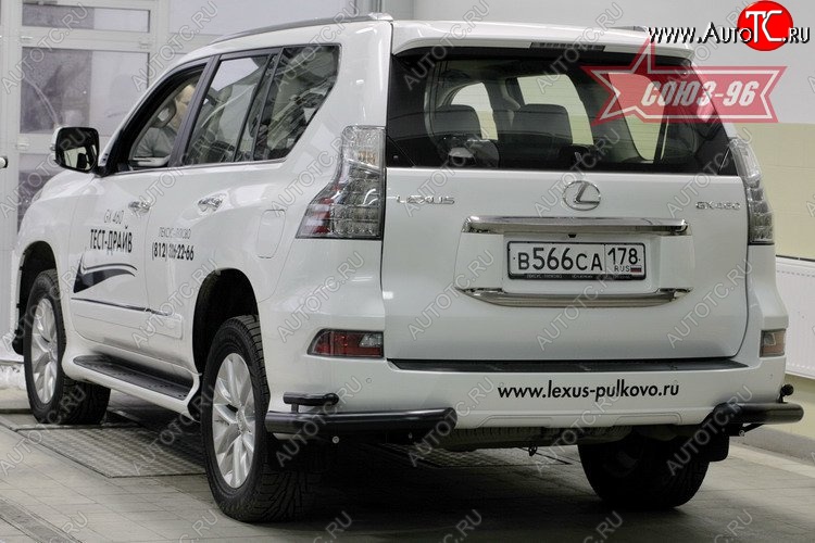 22 409 р. Защита заднего бампера из двойных боковых уголков (d76х42)Black SOUZ-96  Lexus GX460  J150 (2013-2022) 1-ый рестайлинг, 2-ой рестайлинг  с доставкой в г. Пермь