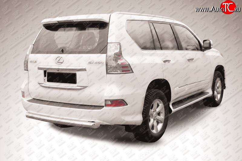 20 899 р. Защита заднего бампера из короткой трубы диаметром 76 мм Slitkoff  Lexus GX460  J150 (2013-2022) 1-ый рестайлинг, 2-ой рестайлинг (Нержавейка, Полированная)  с доставкой в г. Пермь