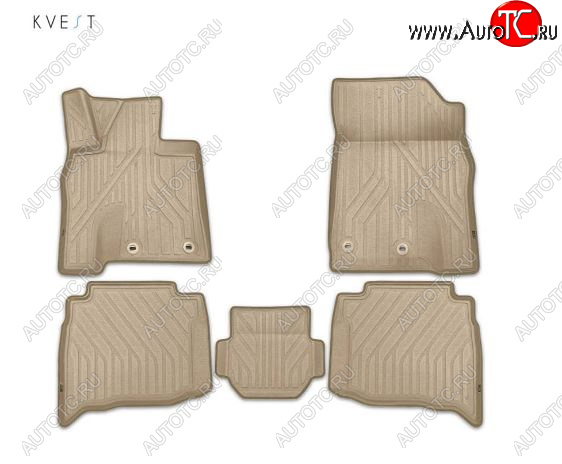 8 449 р. Комплект ковриков салона Kvest  Lexus GX460  J150 (2013-2022) 1-ый рестайлинг, 2-ой рестайлинг (Бежевые, бежевая окантовка)  с доставкой в г. Пермь