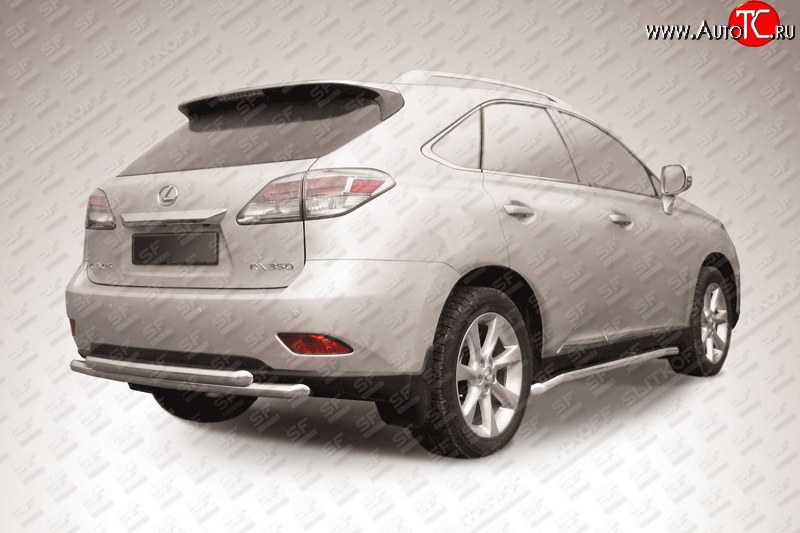 18 849 р. Двойная защита заднего бампера из труб диаметрами по 57 мм Slitkoff  Lexus RX  270 - RX350  AL10 (Нержавейка, Полированная)  с доставкой в г. Пермь