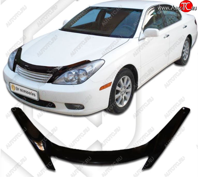 2 199 р. Дефлектор капота CA-Plastiс exclusive Lexus ES300 XV30 дорестайлинг (2001-2003) (Classic черный, Без надписи)  с доставкой в г. Пермь