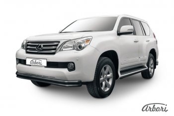 Защита переднего бампера Arbori (черная, 2 трубы d57, 57 и 42 mm)3 Lexus GX460  J150 (2009-2013) дорестайлинг
