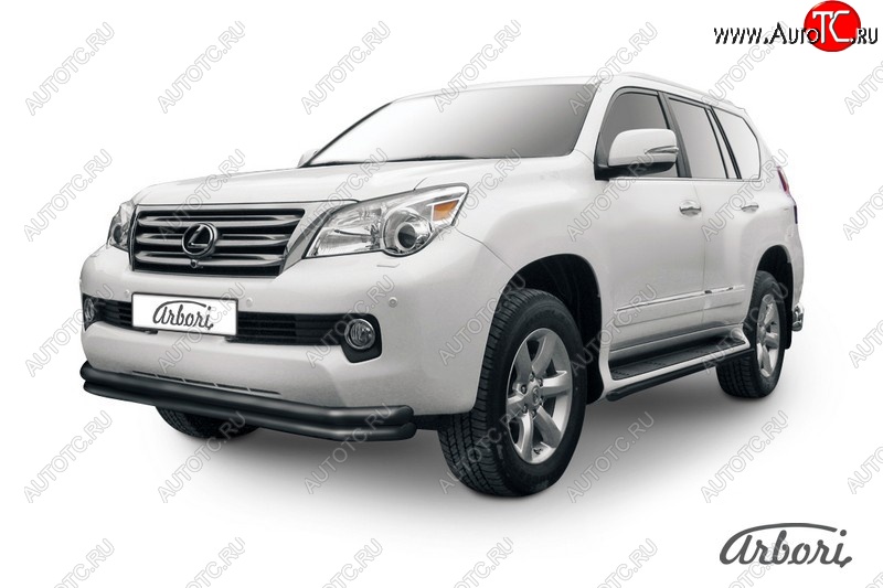 13 499 р. Защита переднего бампера Arbori (черная, 2 трубы d57, 57 и 42 mm)3  Lexus GX460  J150 (2009-2013) дорестайлинг  с доставкой в г. Пермь